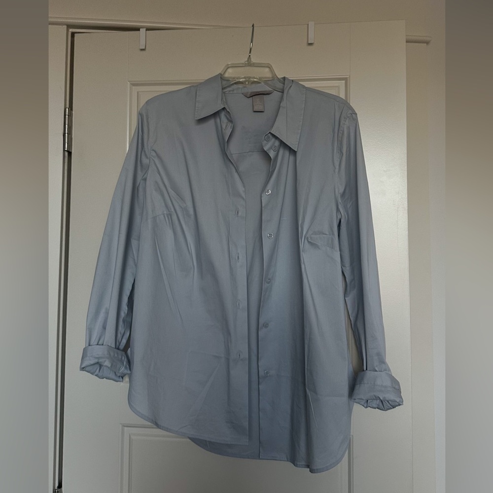 h&m light blue button up flannel